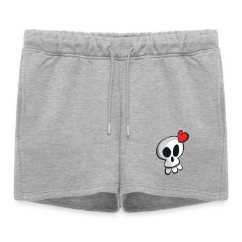 TETE DE MORT - Short de survêtement femme premium - gris chiné - Devant - AI Model Female 172 light (172cm)