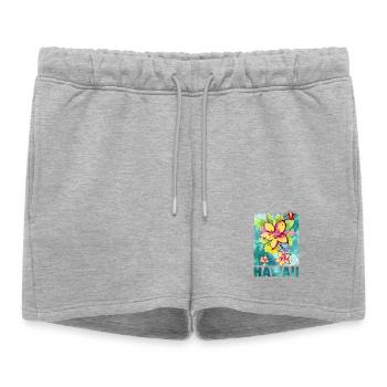 Hawaï - fleur - été - orchidée - Aloha - Short de survêtement femme premium - gris chiné - Devant - AI Model Female 172 light (172cm)
