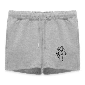 Tête de whippet cheveux longs - Short de survêtement femme premium - gris chiné - Devant - AI Model Female 172 light (172cm)