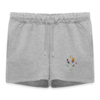 Plumes colorées - Short de survêtement femme premium - gris chiné - Devant - AI Model Female 172 light (172cm)