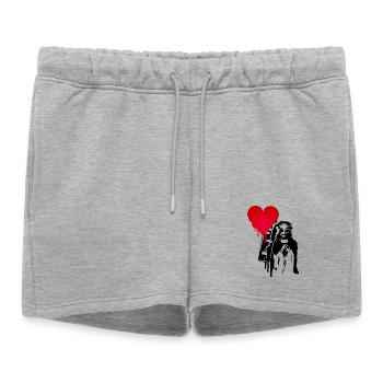 cool street art Jésus - avec beaucoup d’amour - Short de survêtement femme premium - gris chiné - Devant - AI Model Female 172 light (172cm)