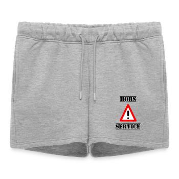 PANNEAU. DANGER. HORS SERVICE. HUMOUR. DRÔLE - Short de survêtement femme premium - gris chiné - Devant - AI Model Female 172 light (172cm)