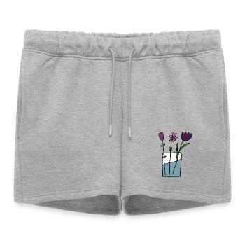 Fleurs dans un pot en argile design - Short de survêtement femme premium - gris chiné - Devant - AI Model Female 172 light (172cm)