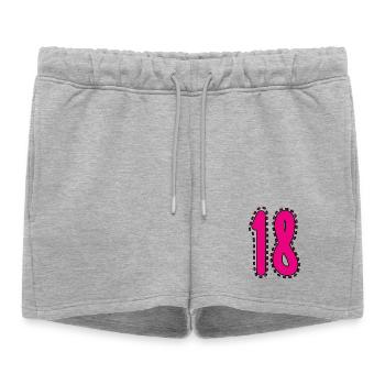 18. 18 ANS. 18e ANNIVERSAIRE. ANNIVERSAIRE 18 ANS. - Short de survêtement femme premium - gris chiné - Devant - AI Model Female 172 light (172cm)