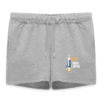 Répétition du lancement de la cire - Conception amusante de la bougie fusée - Short de survêtement femme premium - gris chiné - Devant - AI Model Female 172 light (172cm)