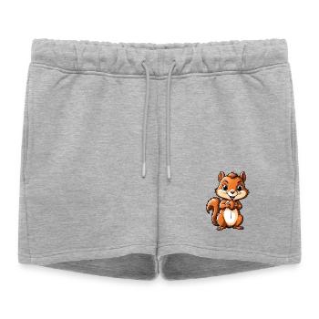 Mignon Dessin Animé Écureuil Tenant Gland - Short de survêtement femme premium - gris chiné - Devant - AI Model Female 172 light (172cm)