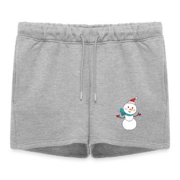 Snowman Cartoon - Women’s Premium Organic Sweatshorts - heather grey - Front - AI Model Female 172 light (172cm)