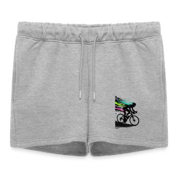 Glitch Pixel Cyclist – Art de vitesse numérique - Short de survêtement femme premium - gris chiné - Devant - AI Model Female 172 light (172cm)