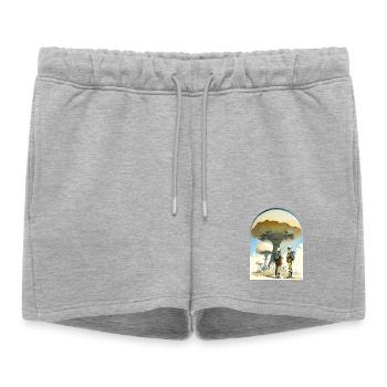 Champignon Art Numérique de l’Espace Années 70 - Short de survêtement femme premium - gris chiné - Devant - AI Model Female 172 light (172cm)