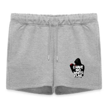 Graffiti audacieux : Je n’ai pas de drapeau blanc - Short de survêtement femme premium - gris chiné - Devant - AI Model Female 172 light (172cm)