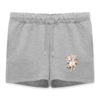 Cheval Vintage - Short de survêtement femme premium - gris chiné - Devant - AI Model Female 172 light (172cm)