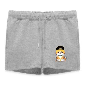 Chat swag - chat cool - Short de survêtement femme premium - gris chiné - Devant - AI Model Female 172 light (172cm)