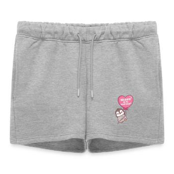 Ballon en forme de cœur de pingouin mignon, dandine sois ma Saint-Valentin - Short de survêtement femme premium - gris chiné - Devant - AI Model Female 172 light (172cm)