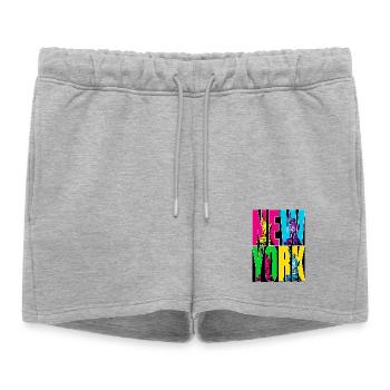 New York Vintage – Statue de la Liberté POP ART - Short de survêtement femme premium - gris chiné - Devant - AI Model Female 172 light (172cm)