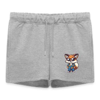 Fox Comic Holiday - Short de survêtement femme premium - gris chiné - Devant - AI Model Female 172 light (172cm)