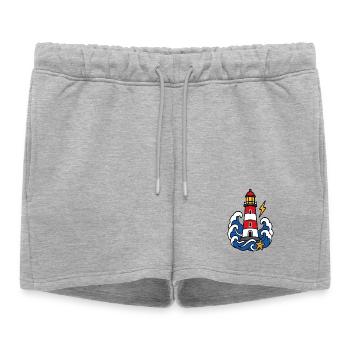 Phare marin et vagues style tattoo - Short de survêtement femme premium - gris chiné - Devant - AI Model Female 172 light (172cm)
