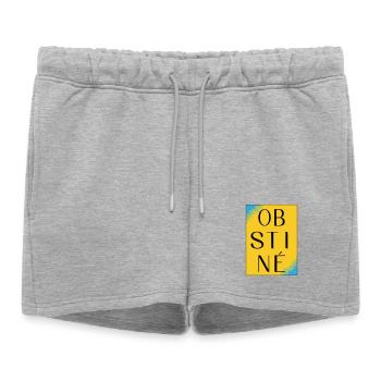 Stubborn in yellow contrast - Women’s Premium Organic Sweatshorts - heather grey - Front - AI Model Female 172 light (172cm)