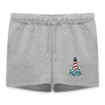 Phare Maritime Vintage Vagues Mer Tatouage - Short de survêtement femme premium - gris chiné - Devant - AI Model Female 172 light (172cm)