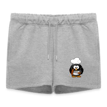 Cuisson du pingouin avec des saucisses grillées - Short de survêtement femme premium - gris chiné - Devant - AI Model Female 172 light (172cm)