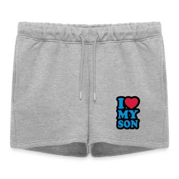 I love my son - J'aime mon fils - Short de survêtement femme premium - gris chiné - Devant - AI Model Female 172 light (172cm)