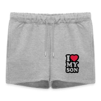 I love my son - J'aime mon fils - Short de survêtement femme premium - gris chiné - Devant - AI Model Female 172 light (172cm)