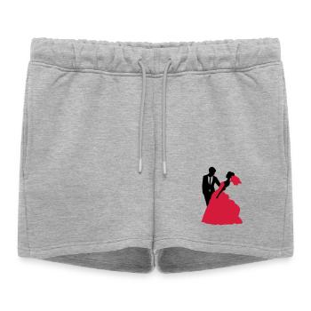 Mariage, Mariée, Le marié - Short de survêtement femme premium - gris chiné - Devant - AI Model Female 172 light (172cm)