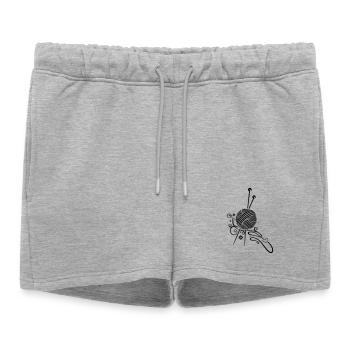 Aiguilles à tricoter à la laine et aux fleurs. - Short de survêtement femme premium - gris chiné - Devant - AI Model Female 172 light (172cm)