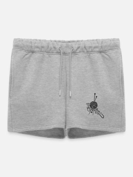 Stricken, Handarbeiten, Stricknadeln Wolle - Frauen Premium Organic Sweatshorts - Grau meliert