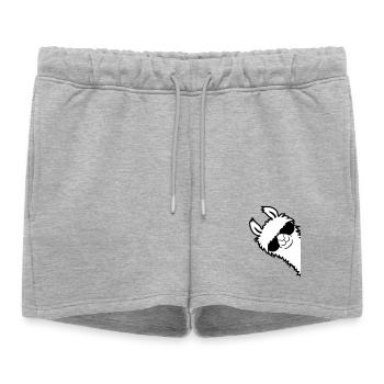 L'alpaga regarde de côté - Short de survêtement femme premium - gris chiné - Devant - AI Model Female 172 light (172cm)