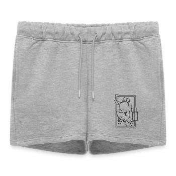 Rhinocéros en conception géométrique - Short de survêtement femme premium - gris chiné - Devant - AI Model Female 172 light (172cm)
