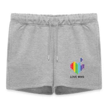 Mois de la fierté LGBT - L’amour gagne - Short de survêtement femme premium - gris chiné - Devant - AI Model Female 172 light (172cm)