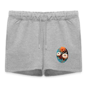 Citrouille avec fleurs - Short de survêtement femme premium - gris chiné - Devant - AI Model Female 172 light (172cm)