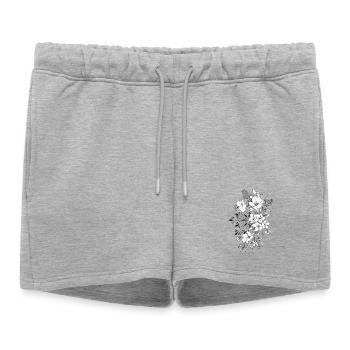 Dessin floral cerisier mandala - Short de survêtement femme premium - gris chiné - Devant - AI Model Female 172 light (172cm)