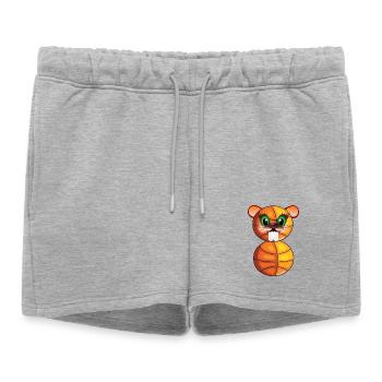8th Birthday - Basketball Beaver - EIGHT - Women’s Premium Organic Sweatshorts - heather grey - Front - AI Model Female 172 light (172cm)