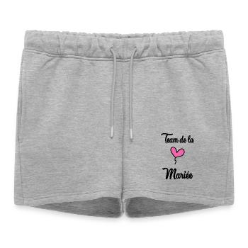 TEAM MARIEE - Short de survêtement femme premium - gris chiné - Devant - AI Model Female 172 light (172cm)
