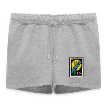 Timbre avec du blé d’Ukraine - Short de survêtement femme premium - gris chiné - Devant - AI Model Female 172 light (172cm)