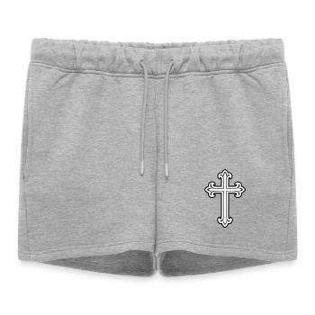 Cross Symbol Christian - Women’s Premium Organic Sweatshorts - heather grey - Front - AI Model Female 172 light (172cm)