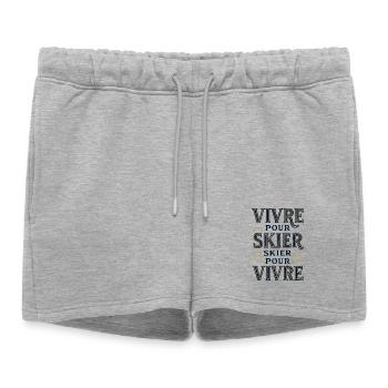 Vivre pour skier, skier pour vivre - Short de survêtement femme premium - gris chiné - Devant - AI Model Female 172 light (172cm)