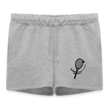 Cartoon mascot happy tennis ball. Tennis is life. - Women’s Premium Organic Sweatshorts - heather grey - Front - AI Model Female 172 light (172cm)
