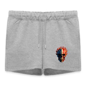 Crâne de drapeau enflammé - Short de survêtement femme premium - gris chiné - Devant - AI Model Female 172 light (172cm)