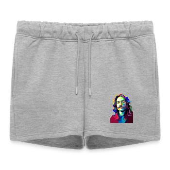 Musicien de batterie Pop Art - Short de survêtement femme premium - gris chiné - Devant - AI Model Female 172 light (172cm)