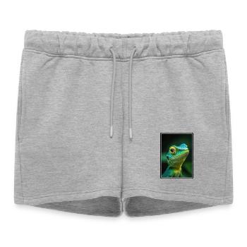 Lézard des lézards - Short de survêtement femme premium - gris chiné - Devant - AI Model Female 172 light (172cm)