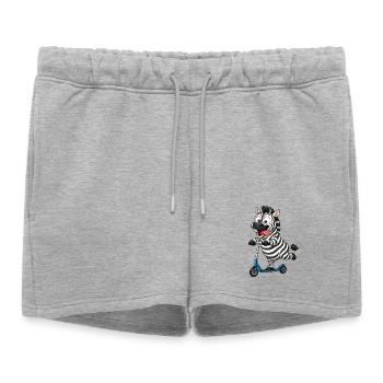 Funny Zebra on Scooter Cartoon - Women’s Premium Organic Sweatshorts - heather grey - Front - AI Model Female 172 light (172cm)