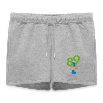 Logo 89 L'Yonne  - Short de survêtement femme premium - gris chiné - Devant - AI Model Female 172 light (172cm)