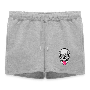 A skull stretched tongue out - Women’s Premium Organic Sweatshorts - heather grey - Front - AI Model Female 172 light (172cm)