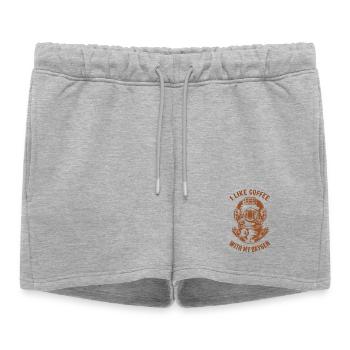 J’aime le café avec mon oxygène - Les plongeurs adorent le café - Short de survêtement femme premium - gris chiné - Devant - AI Model Female 172 light (172cm)