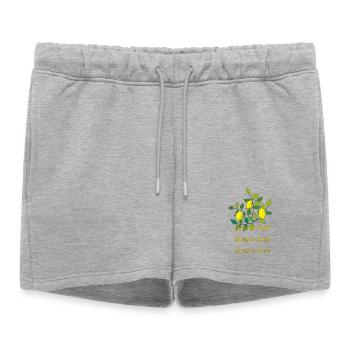 citron amour - Short de survêtement femme premium - gris chiné - Devant - AI Model Female 172 light (172cm)