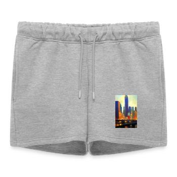 Horizon de la ville de New York - Short de survêtement femme premium - gris chiné - Devant - AI Model Female 172 light (172cm)