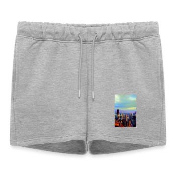 Horizon de la ville de New York - Short de survêtement femme premium - gris chiné - Devant - AI Model Female 172 light (172cm)