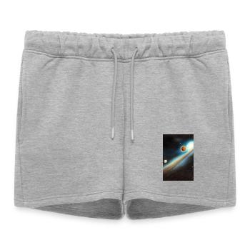 Espace et planètes - Short de survêtement femme premium - gris chiné - Devant - AI Model Female 172 light (172cm)